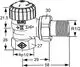 Thermostatventilunterteil in Eckform mit Gewindeanschluss, aus vernickeltem Material. Produkt von IMI Hydronic Engineering.